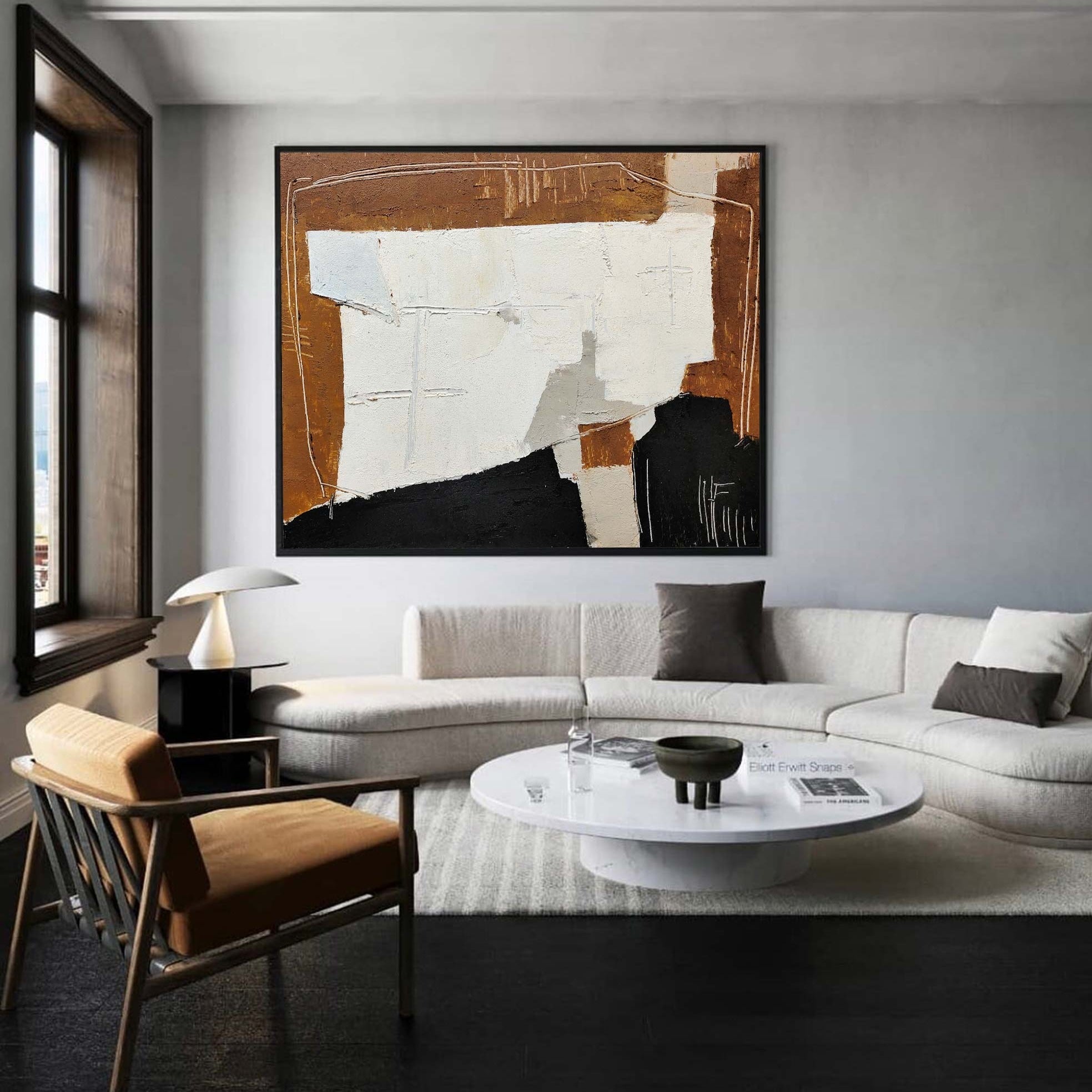 Black And Brown Abstract Painting ABAH51 - Neutralighting