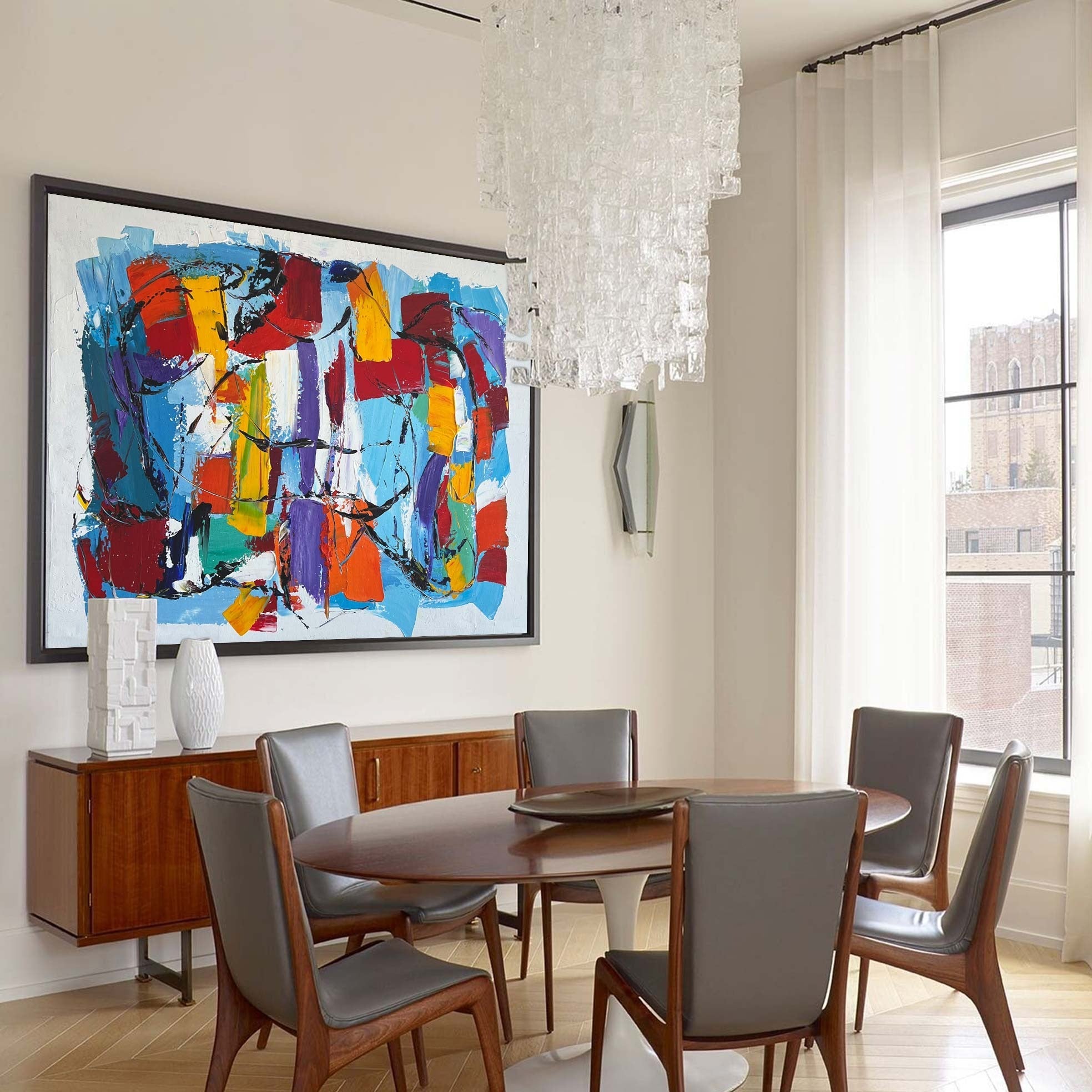Colorful Abstract Geometric Block Painting