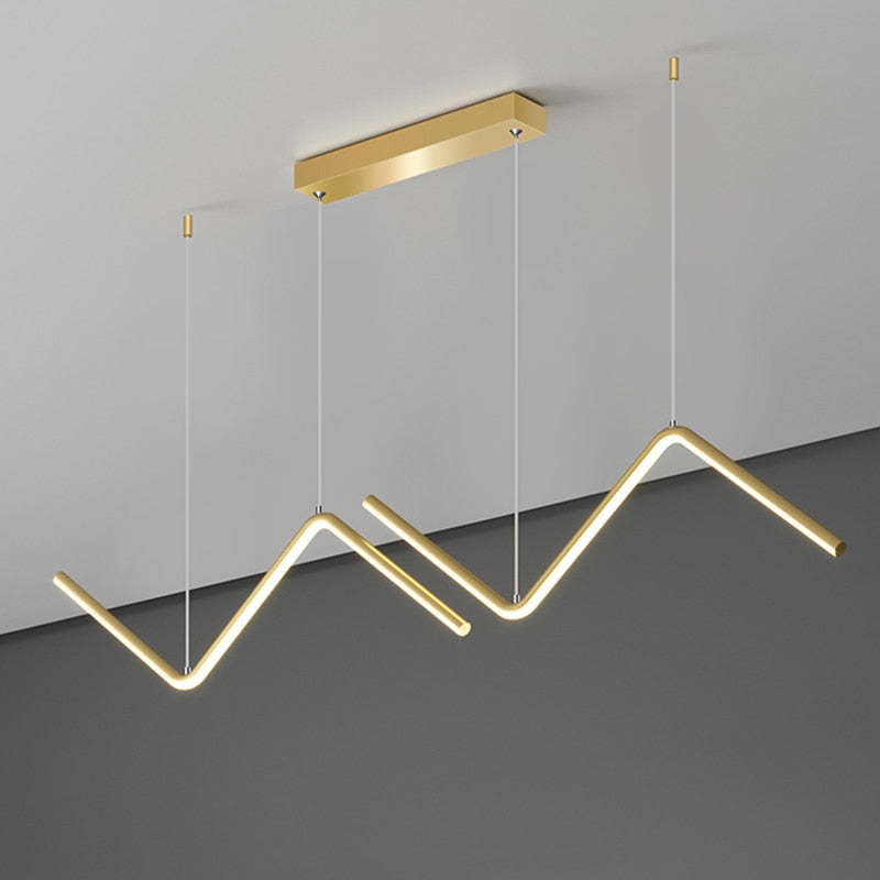 Arisha Modern Wavy linear Pendant Light Double, Black/Gold - Neutralighting