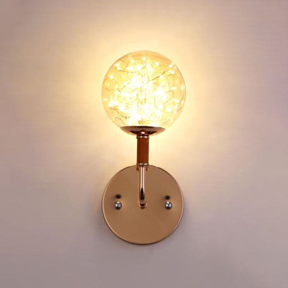 Valentina Wall Lamp Starry Globe Art Deco, Black/Gold, Bedroom - Neutralighting