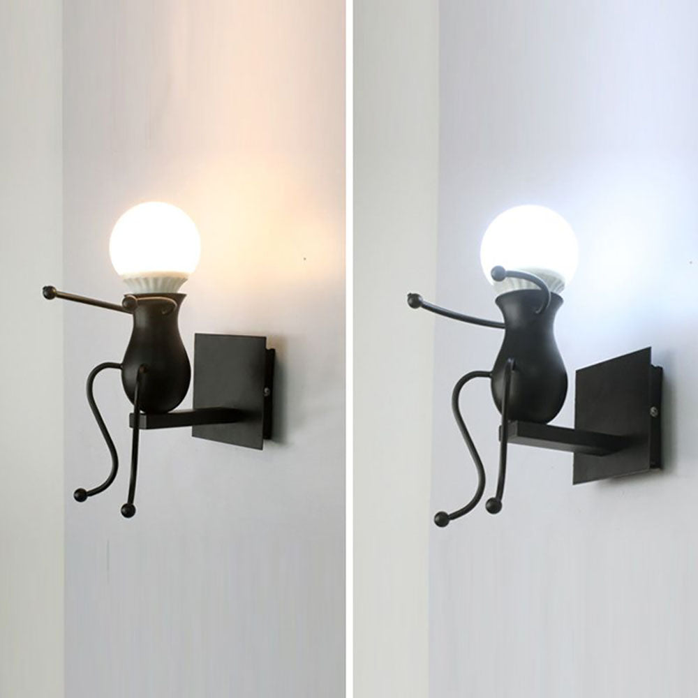Arisha Modern Decorative Man Metal Wall Lamp, White/Black - Neutralighting