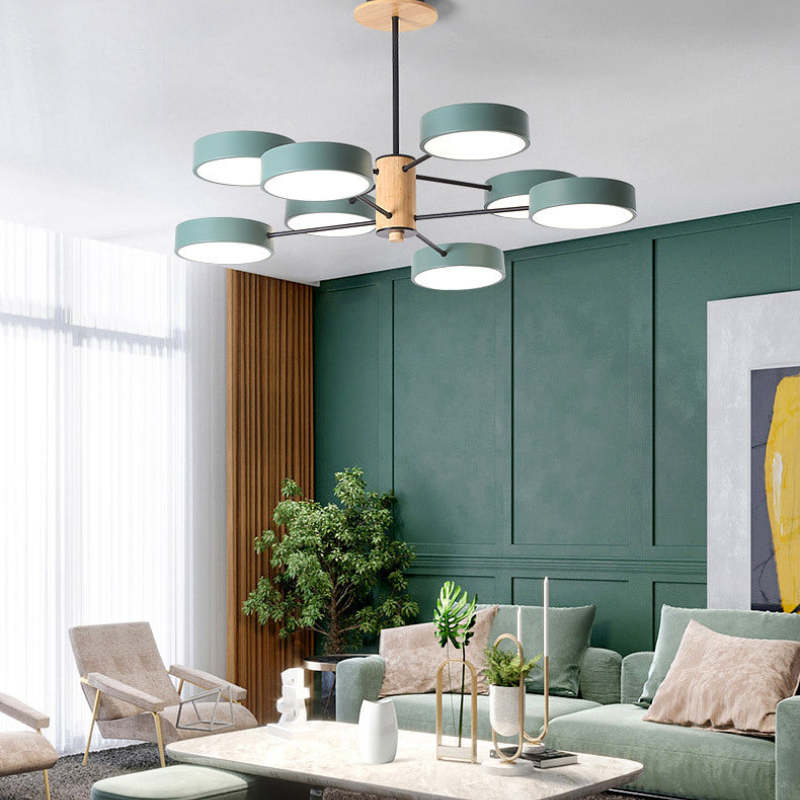 Arisha Art Deco Pendant Light, White/Green/Grey,Metal/Wood - Neutralighting
