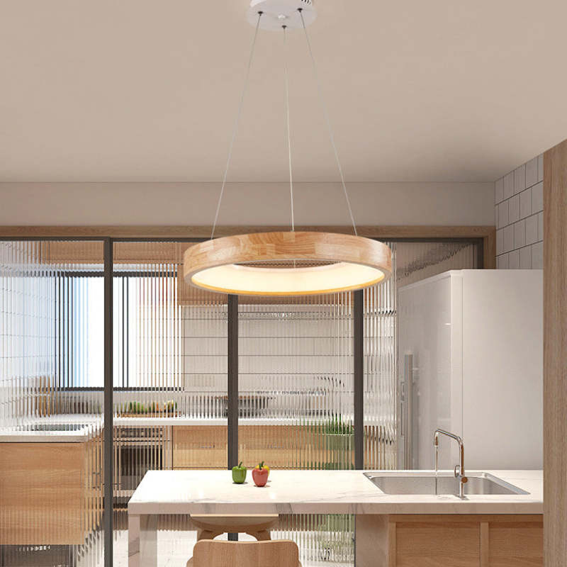 Muto Modern Ring Wood Pendant Light - Neutralighting