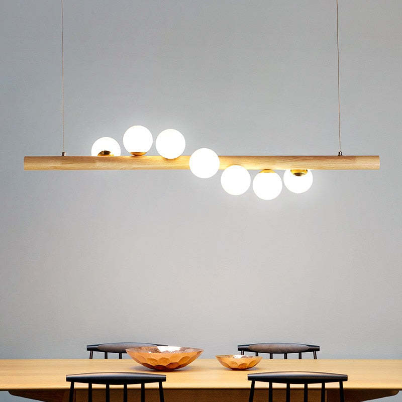 Valentina Glass Bubble Pendant Light Wood/Walnut - Neutralighting