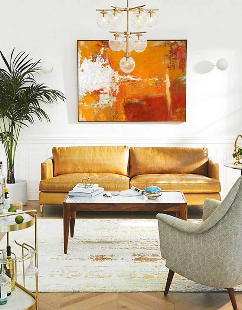 Deep Orange Abstract Painting