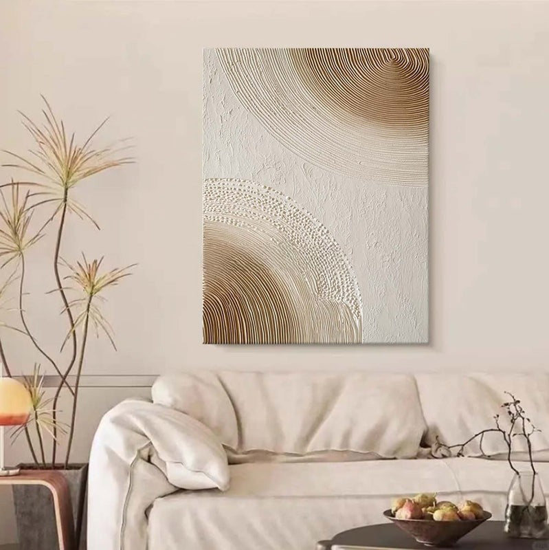 Wall Art Minimalist 3D Beige Dotted Abstract Flowing