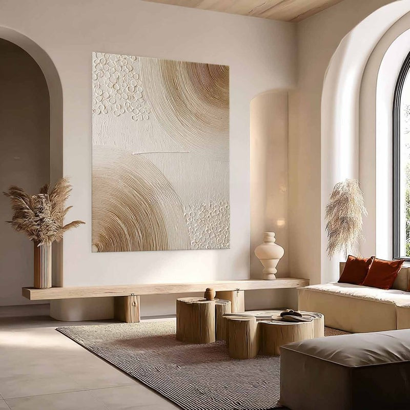 Wall Art Minimalist 3D Beige Bubble Flowing Waves