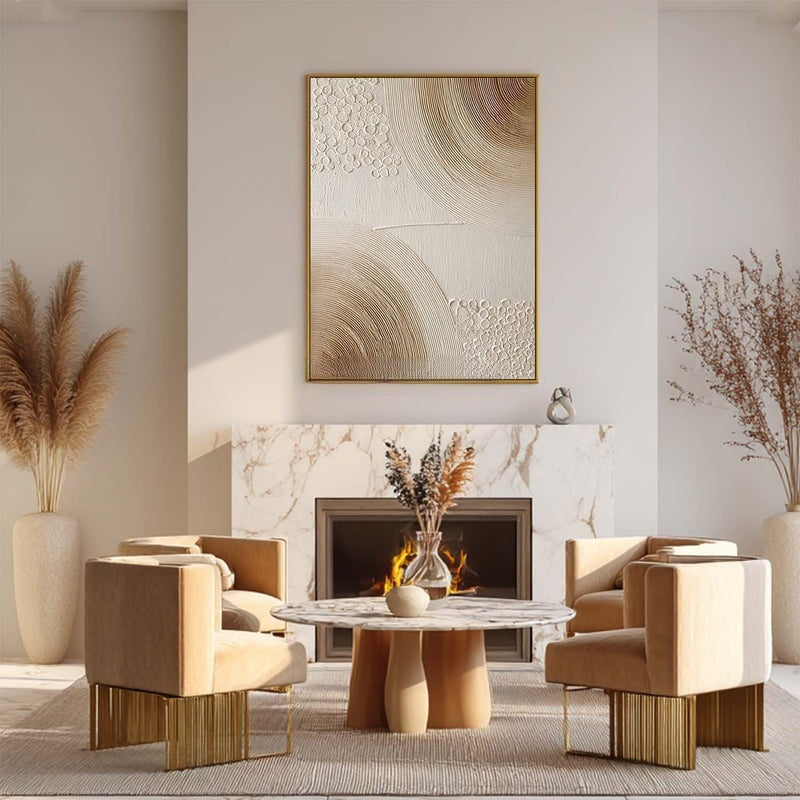 Wall Art Minimalist 3D Beige Bubble Flowing Waves