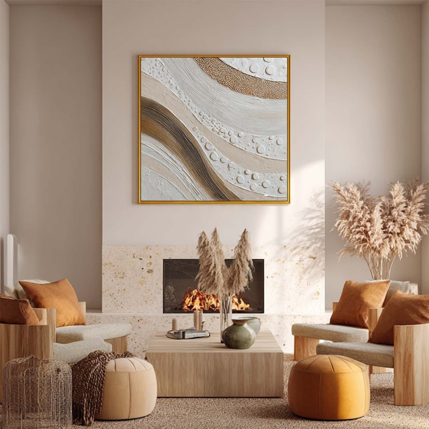 Wall Art Minimalist 3D Textured Abstract Swirl