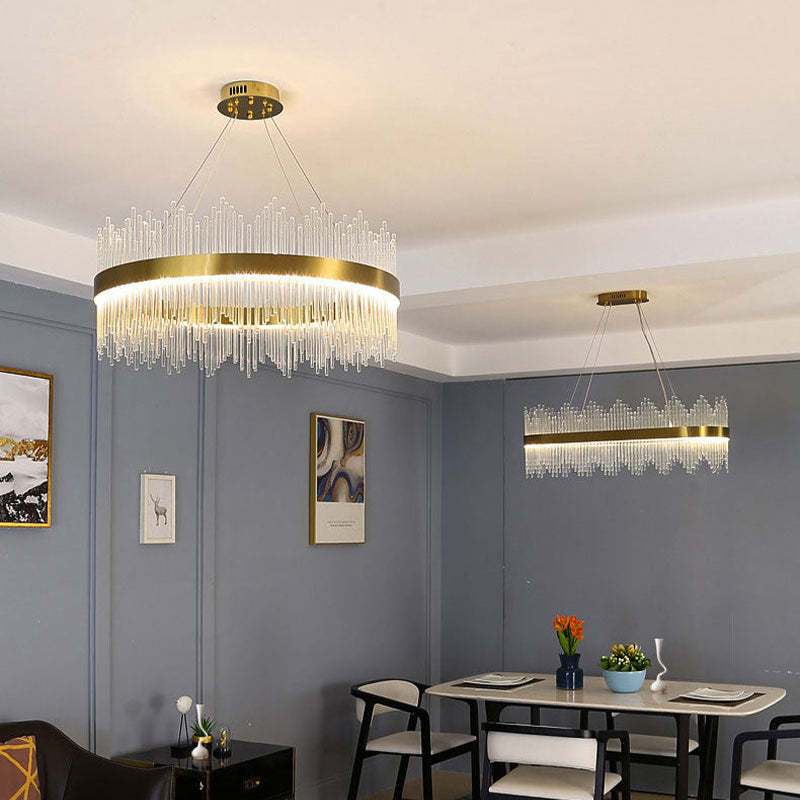 Kristy Modern Round/Rectangular Chain Chandelier, Gold - Neutralighting