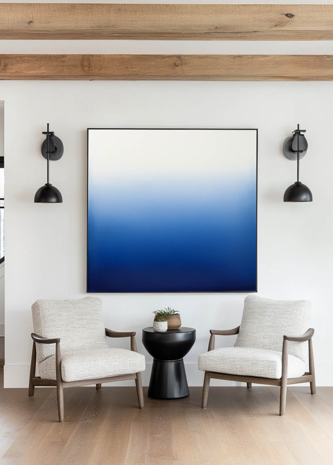 Blue Ombre Gradient Minimalist Painting