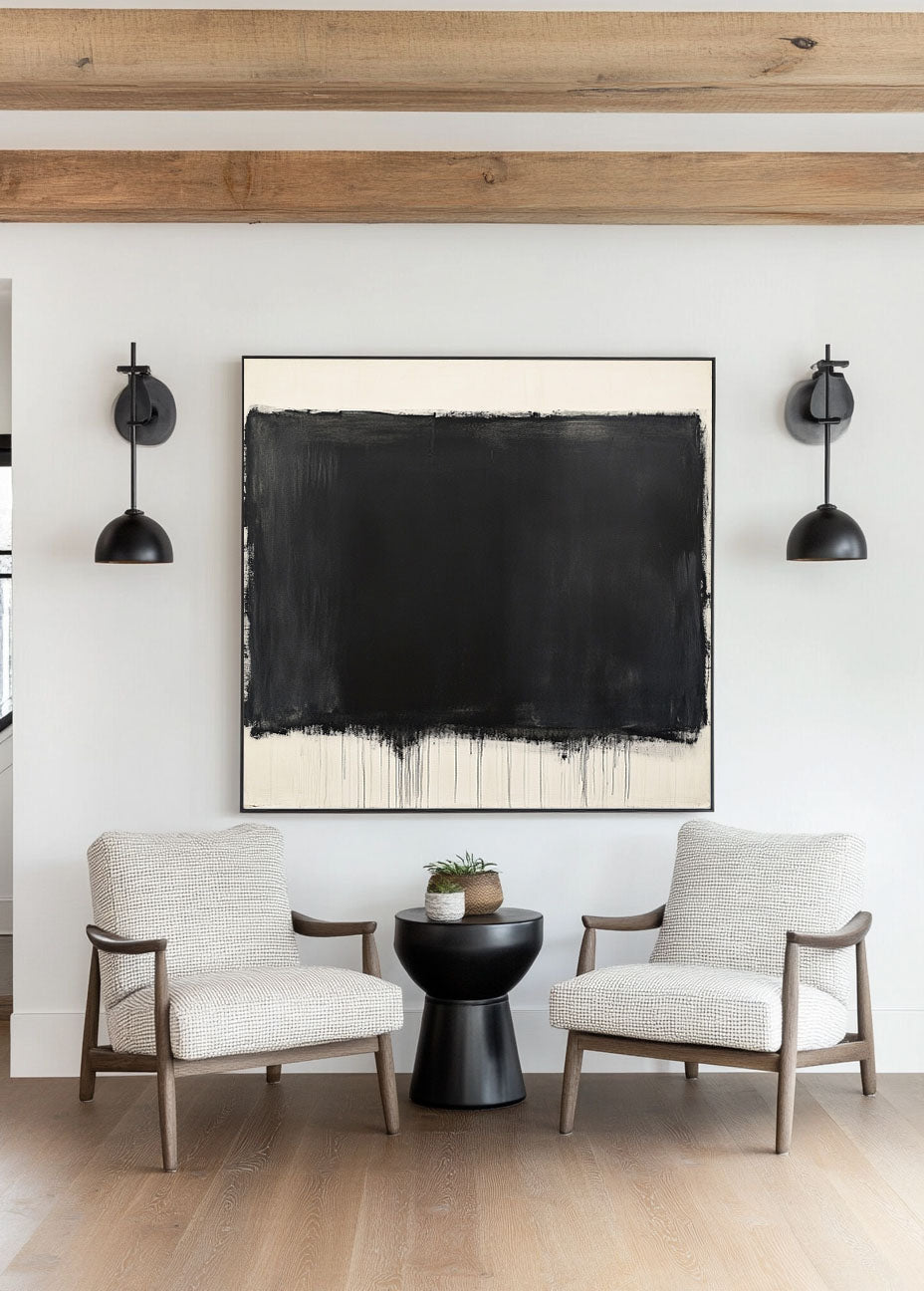 Kael Black Color Field Abstract Canvas Art