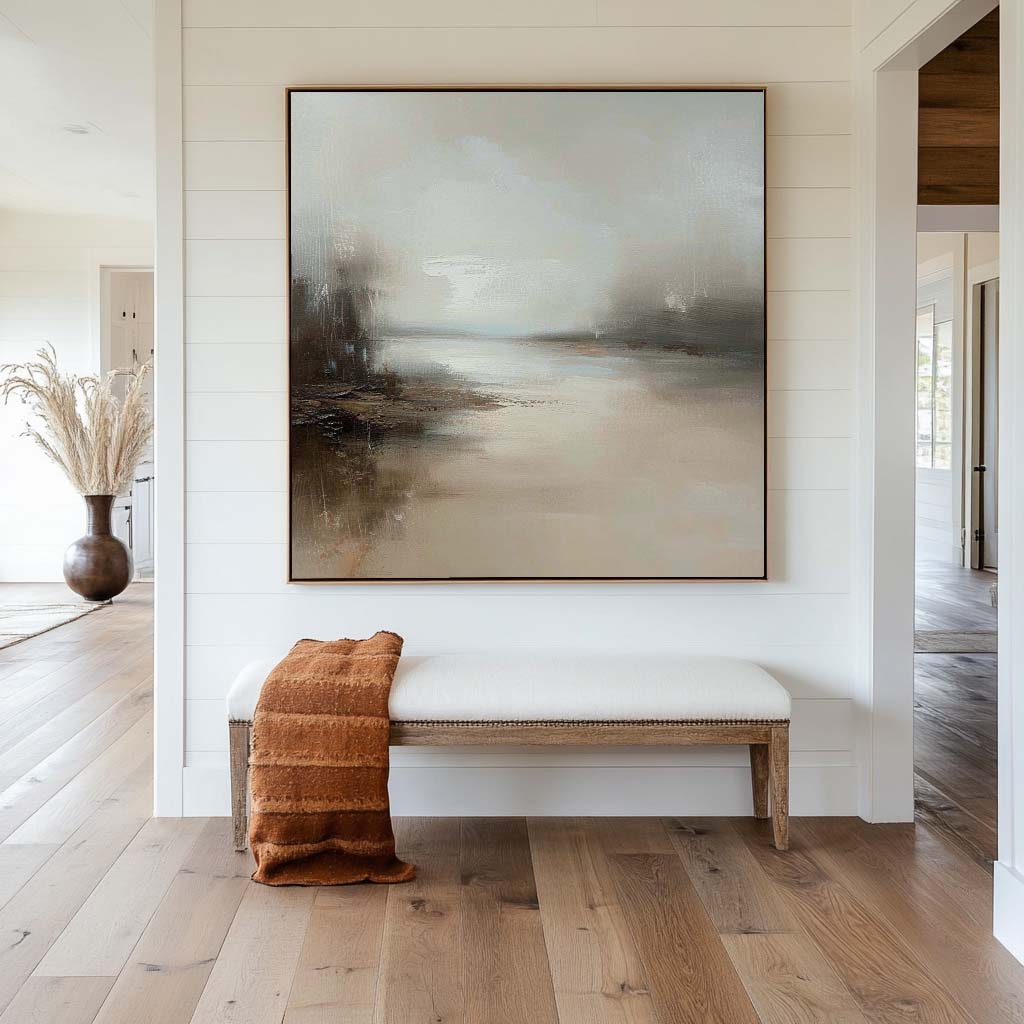 Misty Neutral Landscape Abstract Wall Art