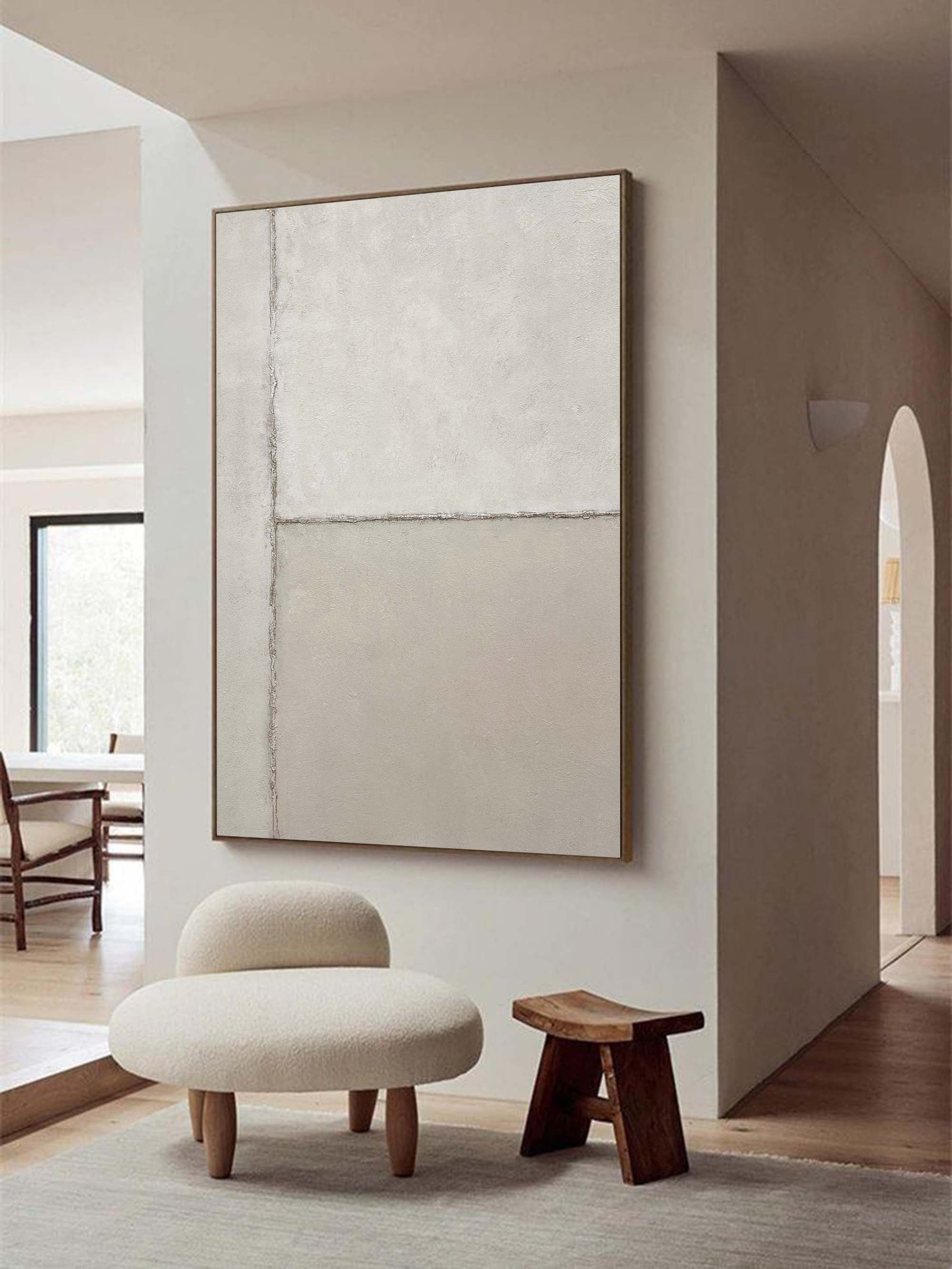 Neutral Beige Minimalist Line Abstract Painting
