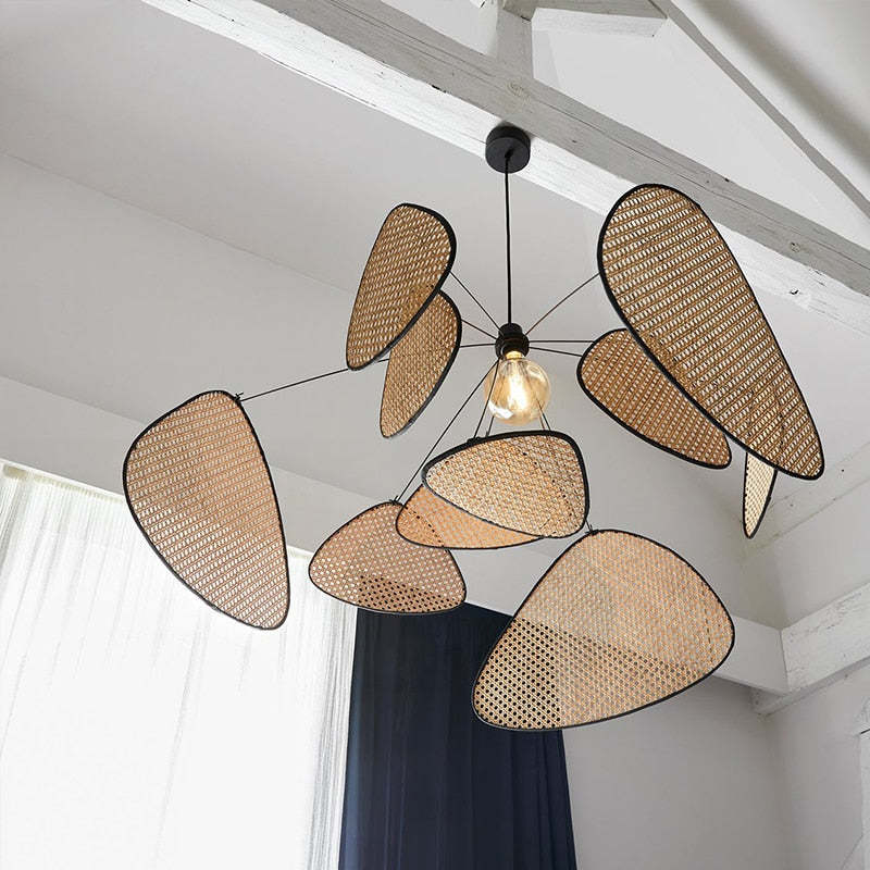Ritta Pendant Light Leaf Grid, Rattan/Metal, Bedroom - Neutralighting