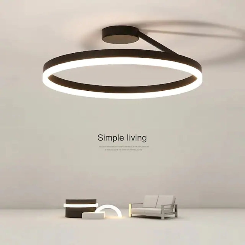 Solen Modern Circle Flush Mount Ceiling Light, Black & White - Neutralighting