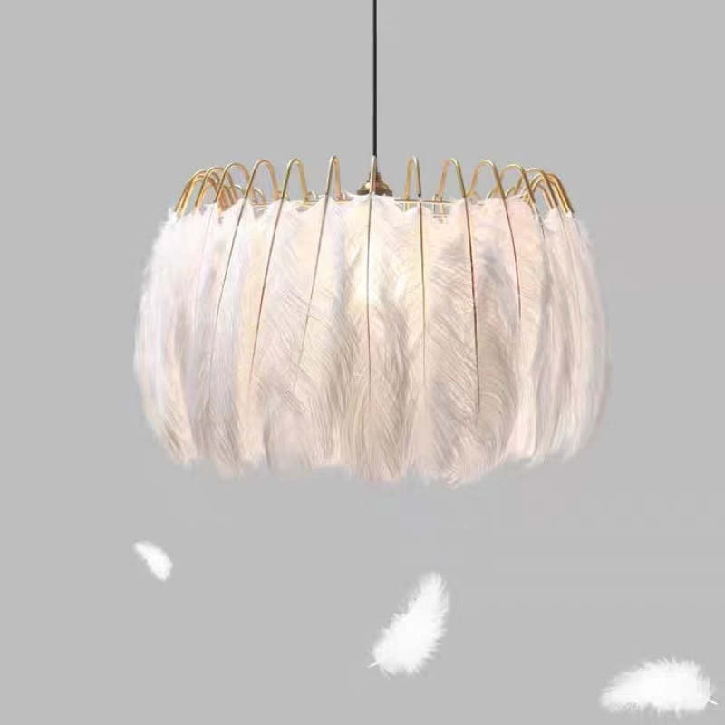 O'Moore Elegant Feather Pendant Light, Black/White, Bedroom/Living Room - Neutralighting