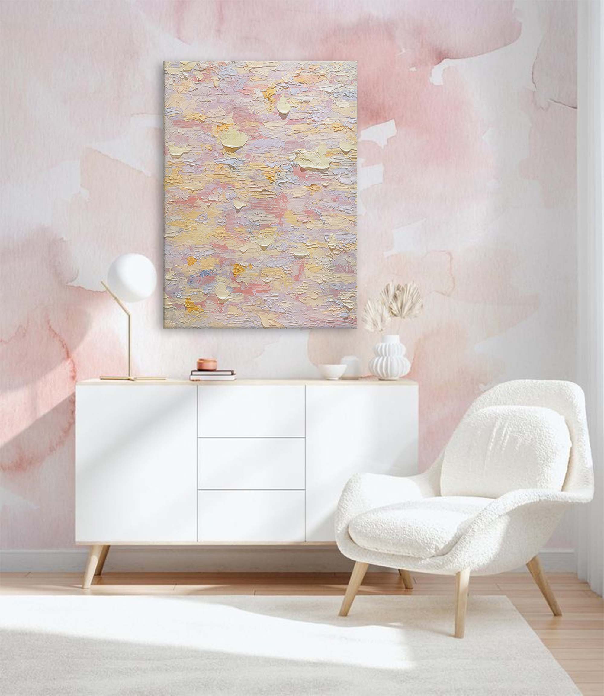Wall Art Abstract Soft Pink Warm Gentle Calm