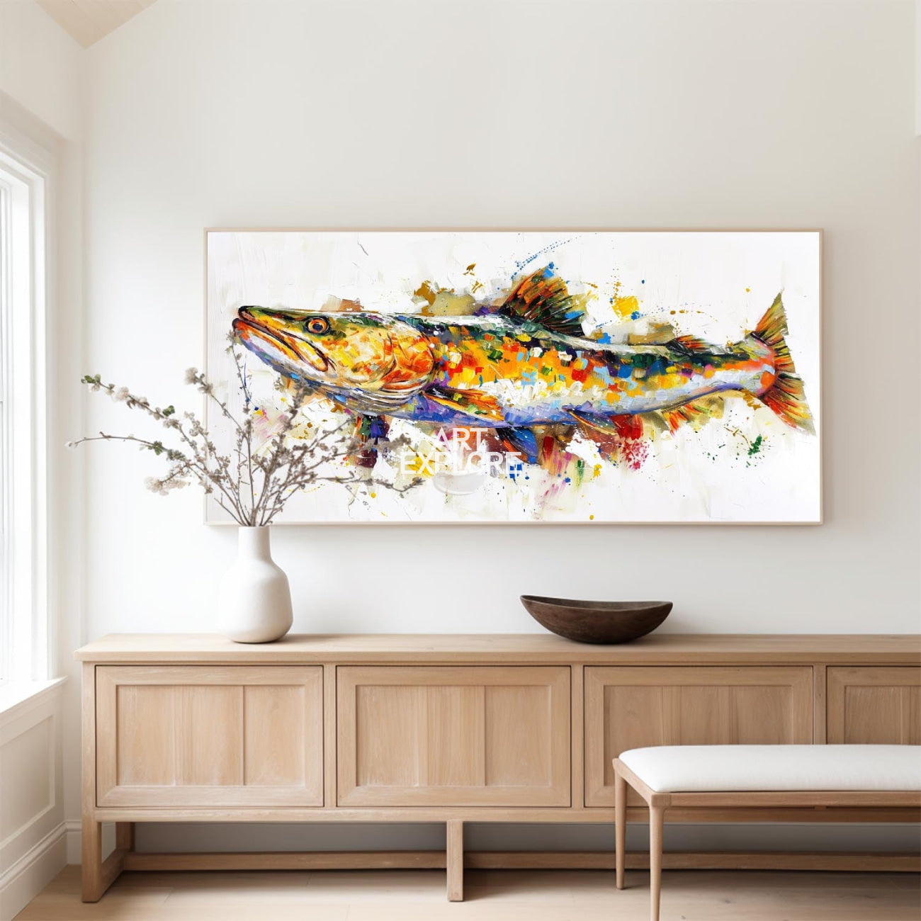 Colorful Splash Fish Canvas Wall Art