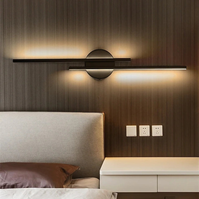Elgo Modern Nordic Disc/Linear Metal LED Wall Lamp, Black/White - Neutralighting