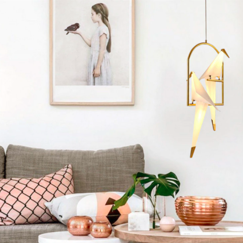 Arisha Modern Nordic Post Modern Bird Pendant Light, White/Clear - Neutralighting
