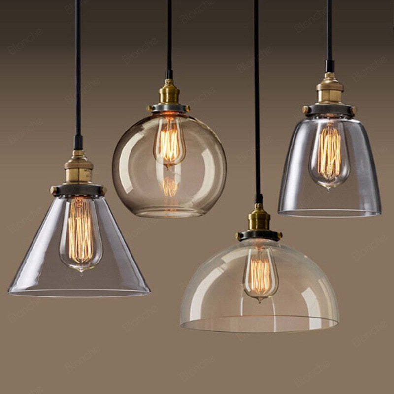June Industrial Glass Pendant Light Clear/Amber/Smoke Grey - Neutralighting