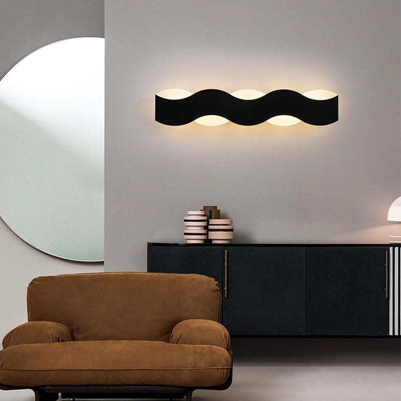 Arisha Modern Black & White Wave Wall Lamp Black, 3 Style - Neutralighting