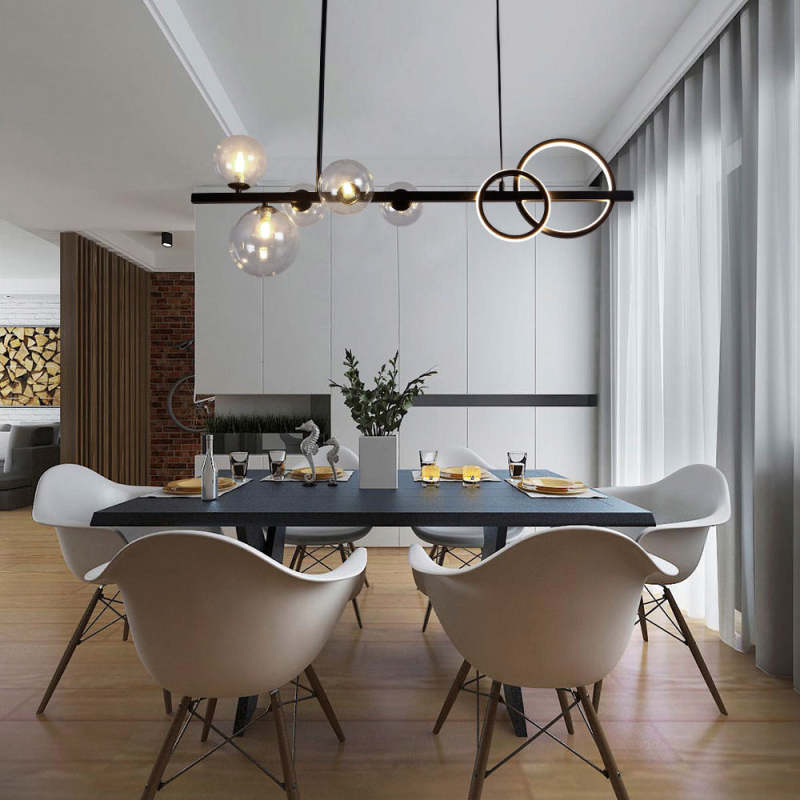 Arisha Pendant Light Bubble Circle Modern Black/Gold, Bedroom - Neutralighting