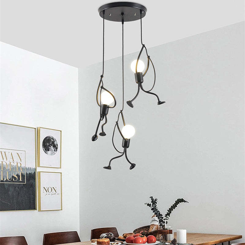 Miro Retro Modern Iron Man Pendant Light, Black - Neutralighting