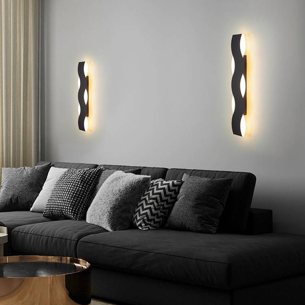 Arisha Modern Black & White Wave Wall Lamp Black, 3 Style - Neutralighting