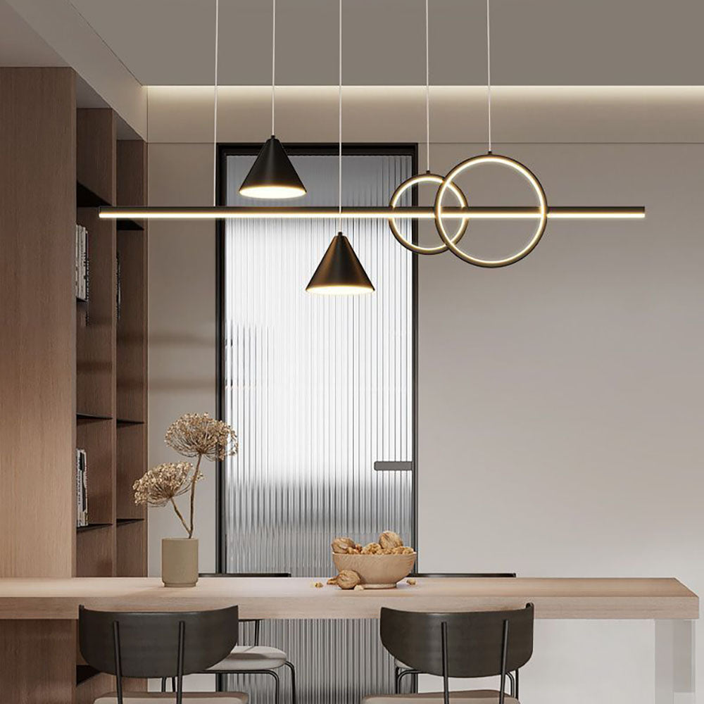 Arisha Contemporary Geometric Style Linear Metal Pendant Light White/Black - Neutralighting