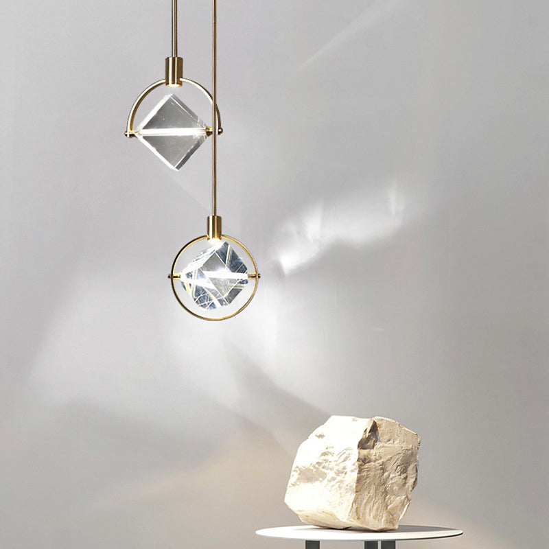 Kristy Modern Luxury Geometry Metal/Crystal Pendant Light, Gold - Neutralighting