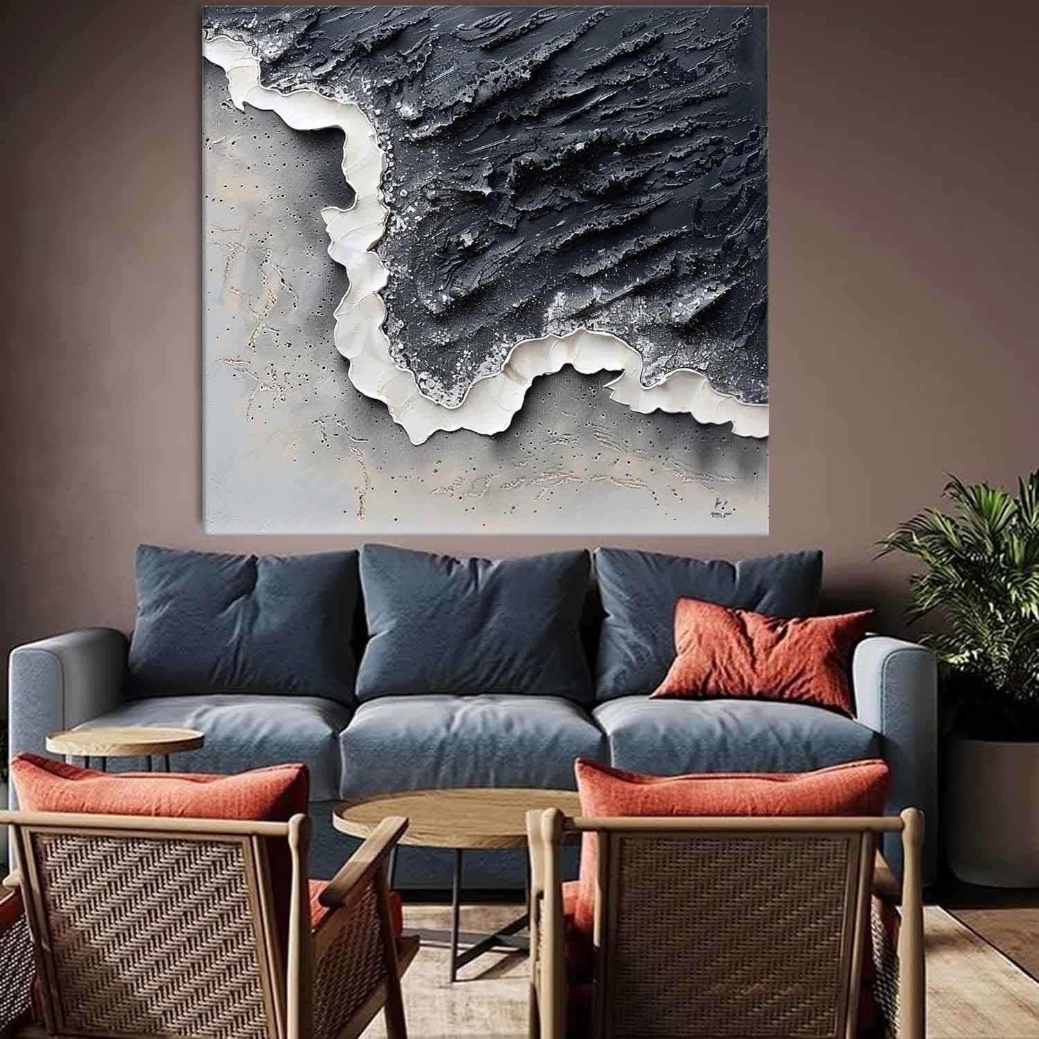 Wall Art Monochrome Coastal Wave
