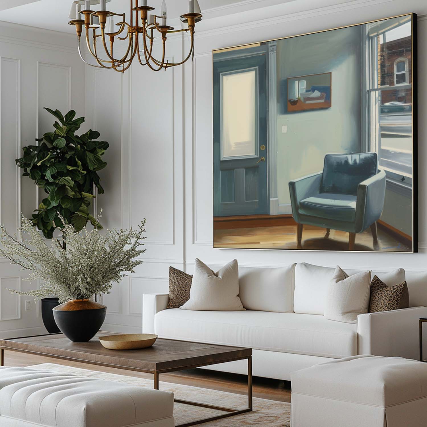 Blue Armchair Quiet Interior Painting