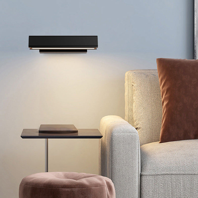Orin Modern Rectangles Metal Rotatable Wall Lamp, Black/White - Neutralighting