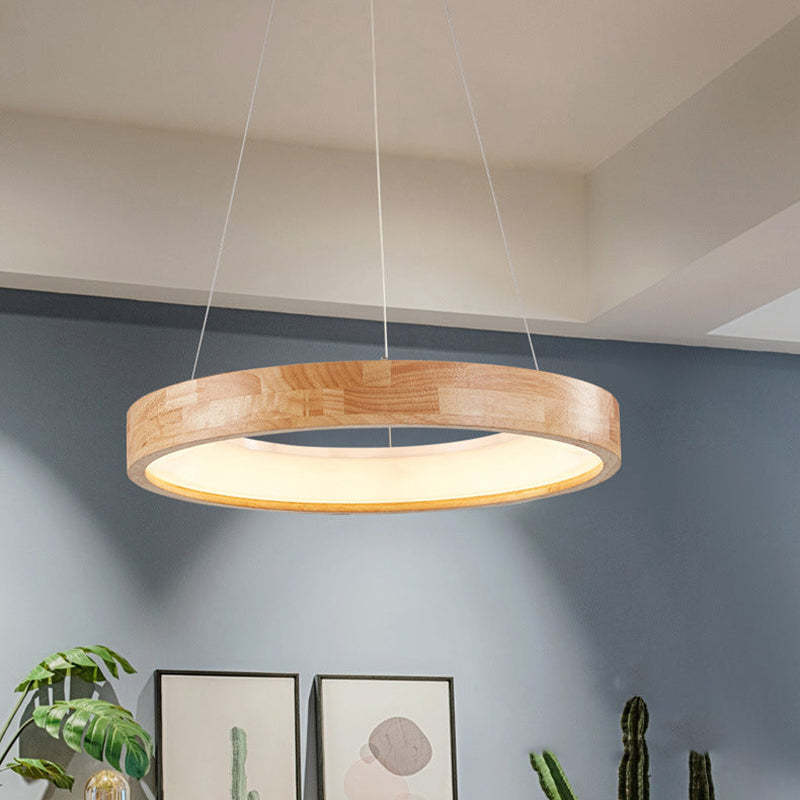 Muto Modern Ring Wood Pendant Light - Neutralighting