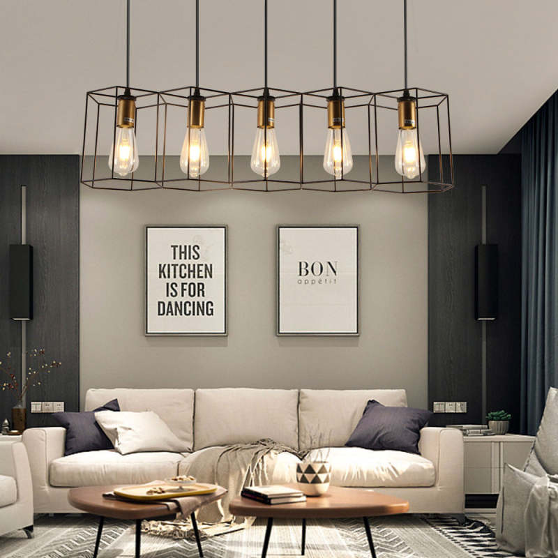 Arisha Rustic Farmhouse Geometry 3/5 Light Pendant Light, Black - Neutralighting