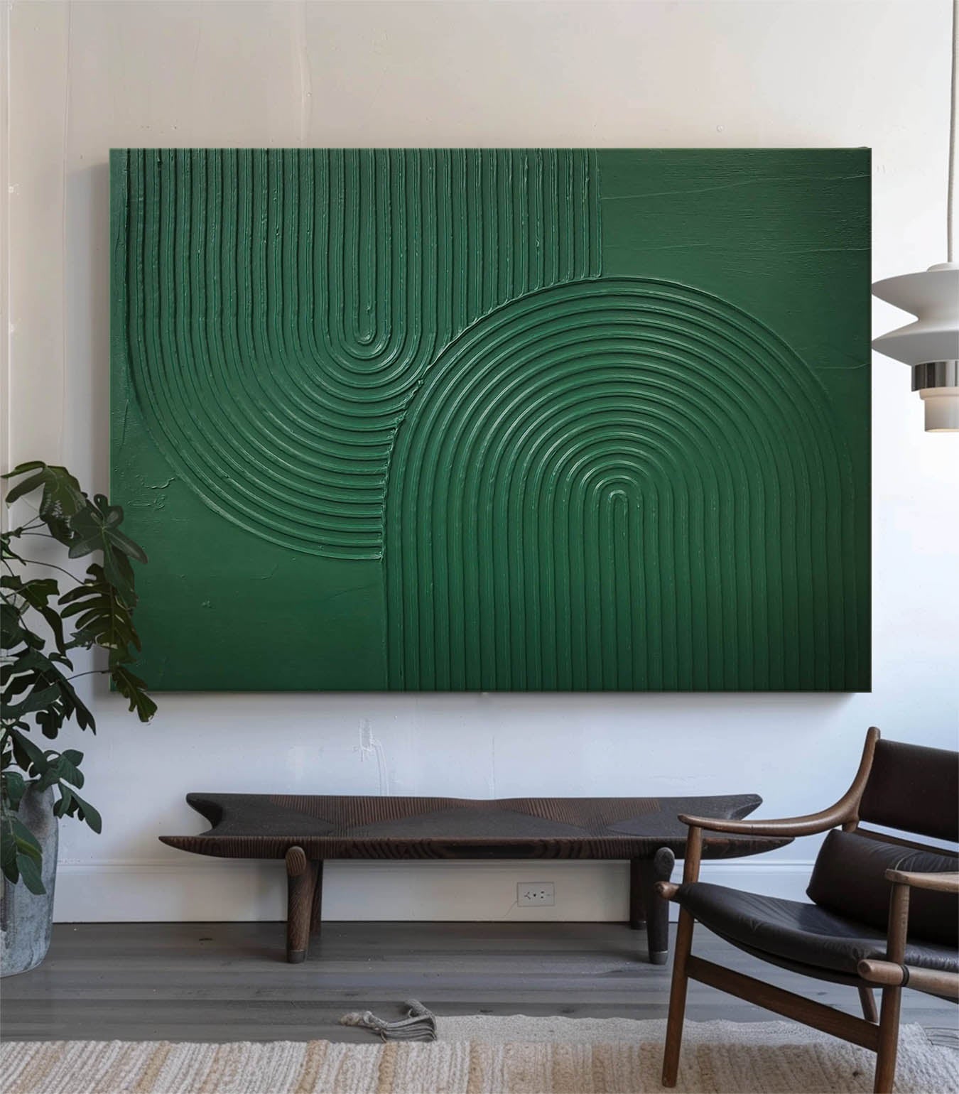 Dark Green Geometric 3D Textured Wall Art