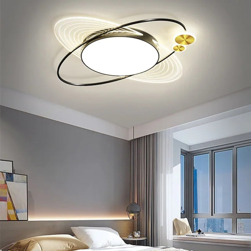 Arisha Simple Design Circle LED Flush Mount Ceiling Light, Black/Gold - Neutralighting