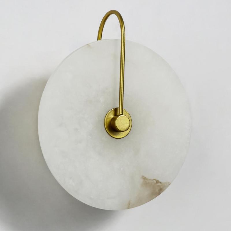 Arisha Round Bedside Wall Light, Artificial Marble, Gold & Black - Neutralighting