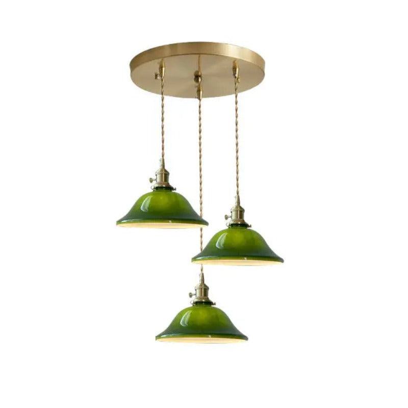 Valentina Rustic Vintage LED Pendant Light Green Copper Glass Dining Room - Neutralighting