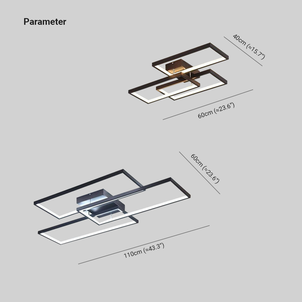 Arisha Rectangular Flush Mount Ceiling Light, 2 Colour - Neutralighting