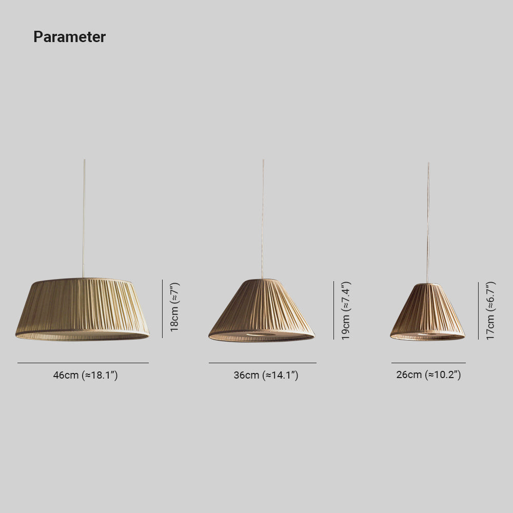 Ritta Pleated Pendant Light Wabi Sabi, Metal/Fabric, Living Room - Neutralighting