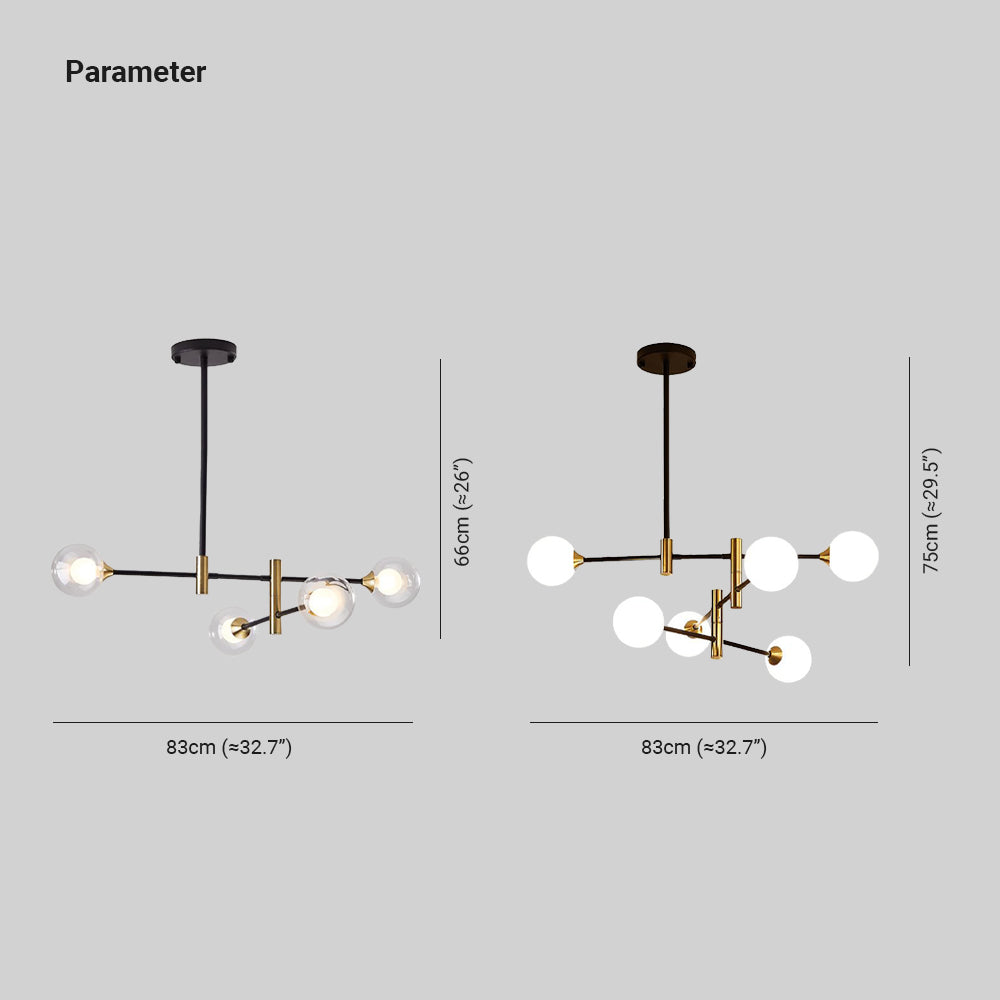 Valentina Nordic Spherical Bubble Metal/Glass Chandelier, Black/Gold - Neutralighting