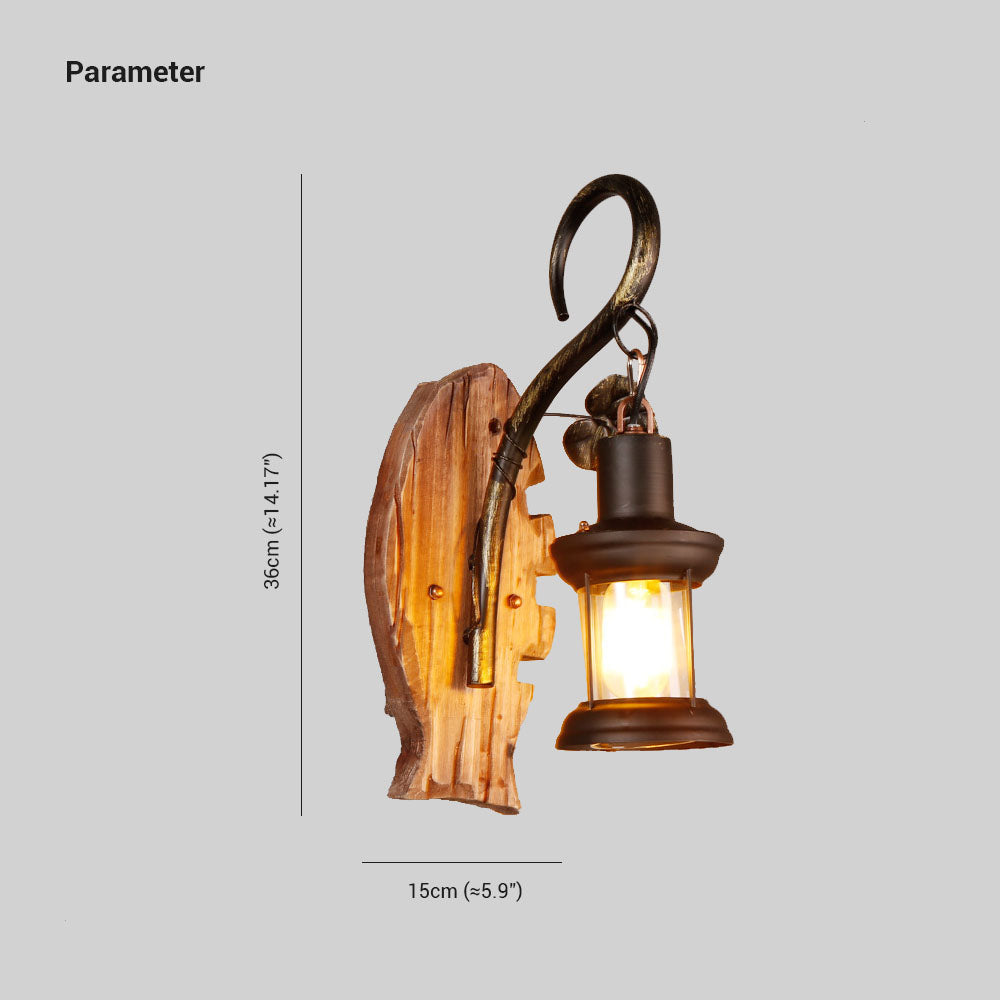 Epoch Wall Lamp Fish Shape Vintage, Wood/Metal, Bedroom - Neutralighting