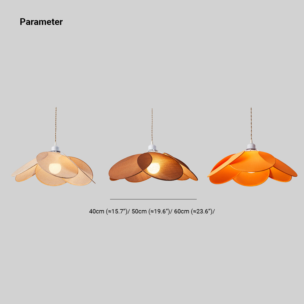 Ritta Minimalist Fabric Flower Pendant Light, Orange/Brown/Beige - Neutralighting