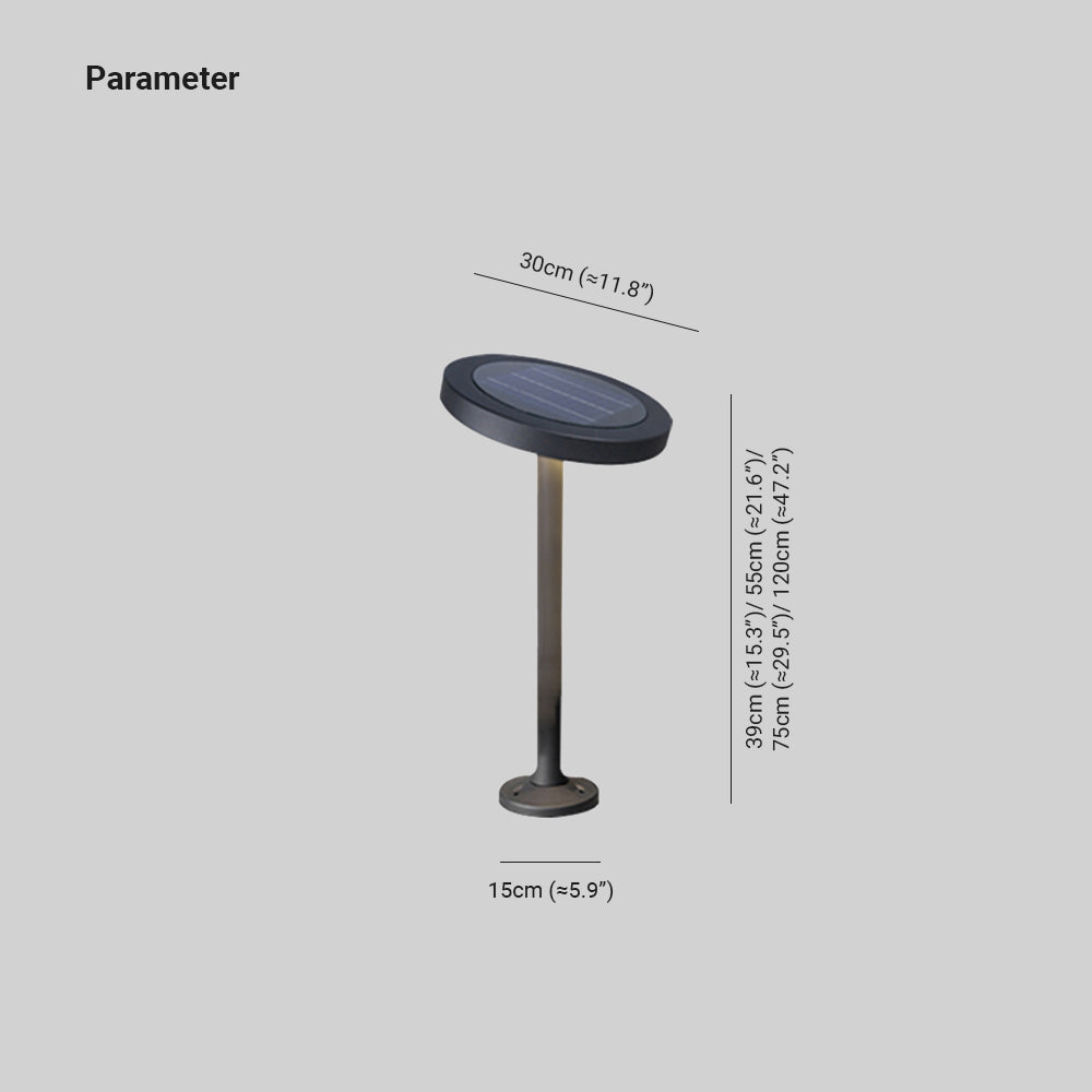Pena Modern Metal Disc Solar Outdoor Bollard Light, Black - Neutralighting