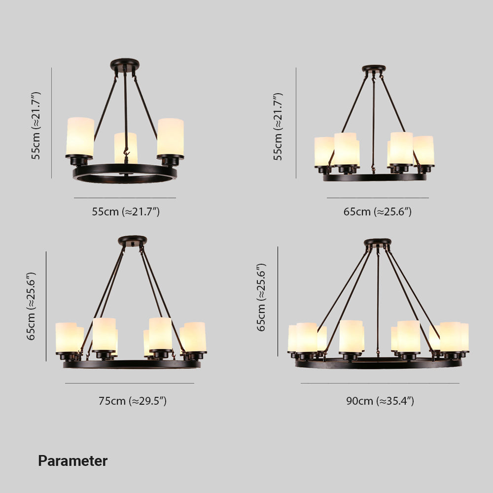 Silva Retro Black Metal/Glass Chandelier for Living Room - Neutralighting