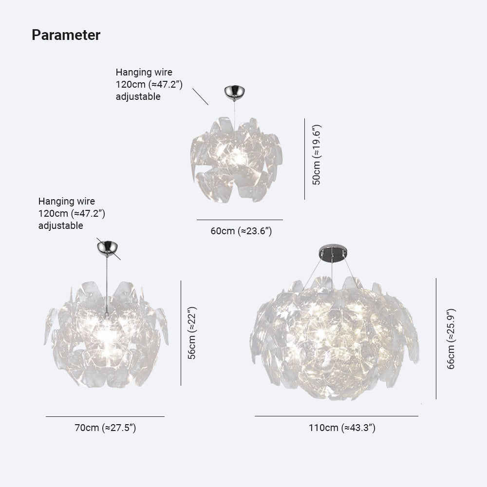Arisha Unique Diamond Flower Metal Pendant Light, Living Room