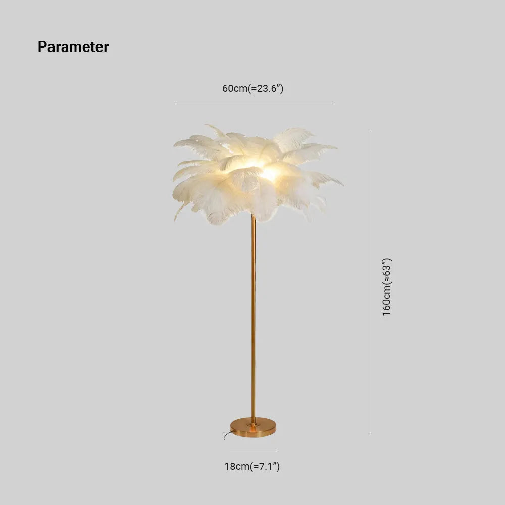 O'Moore Modern Natural Ostrich Feather Gold-plated Floor Lamp - Neutralighting